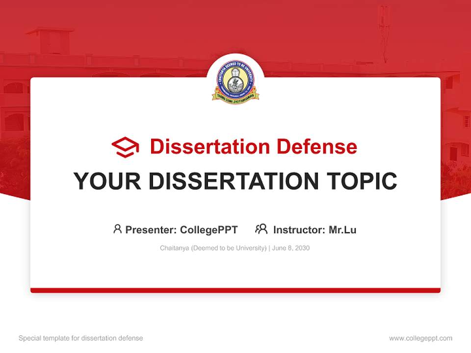 Chaitanya (Deemed to be University) Graduation Thesis Defense PPT Template4:3 ratio PPT effect preview image7