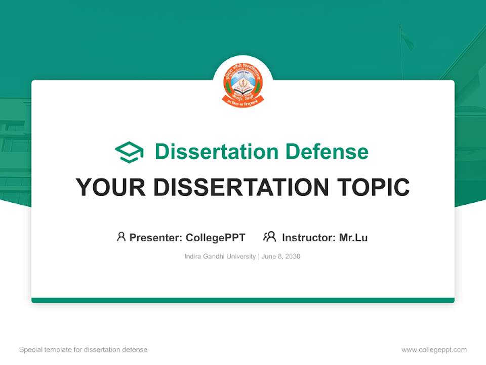 Indira Gandhi University Graduation Thesis Defense PPT Template4:3 ratio PPT effect preview image7