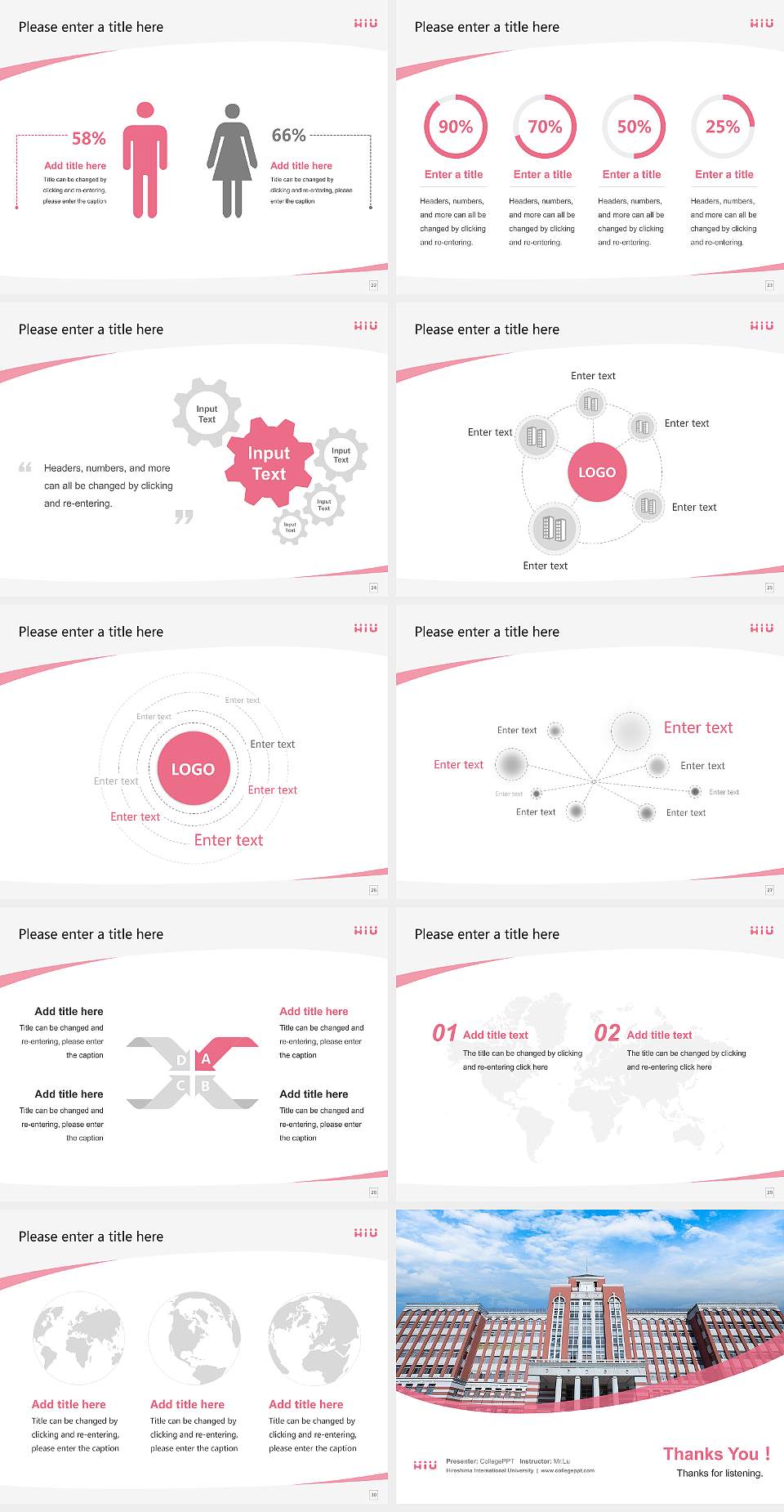 Hiroshima International University Course/Courseware Creation PPT Template4:3 ratio PPT effect preview image4