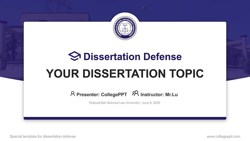Hidayatullah National Law University Graduation Thesis Defense PPT Template16:9 ratio PPT effect preview image