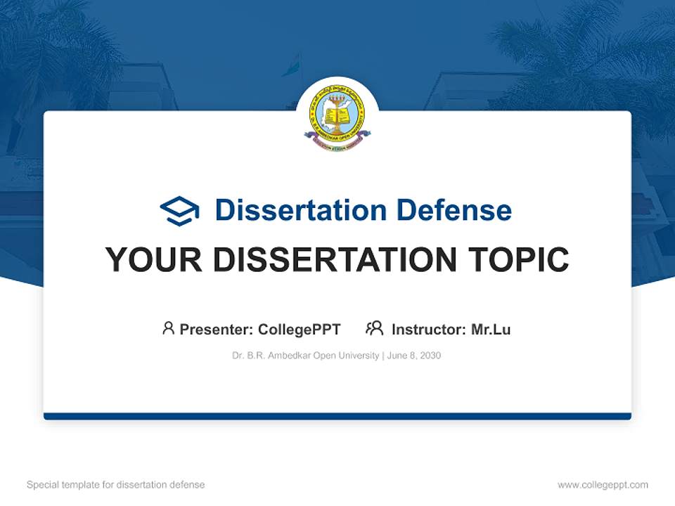 Dr. B.R. Ambedkar Open University Graduation Thesis Defense PPT Template4:3 ratio PPT effect preview image7