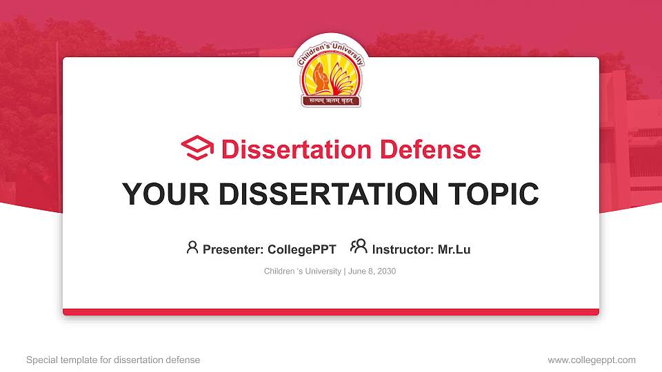 Children ‘s University Graduation Thesis Defense PPT Template16:9 ratio PPT effect preview image