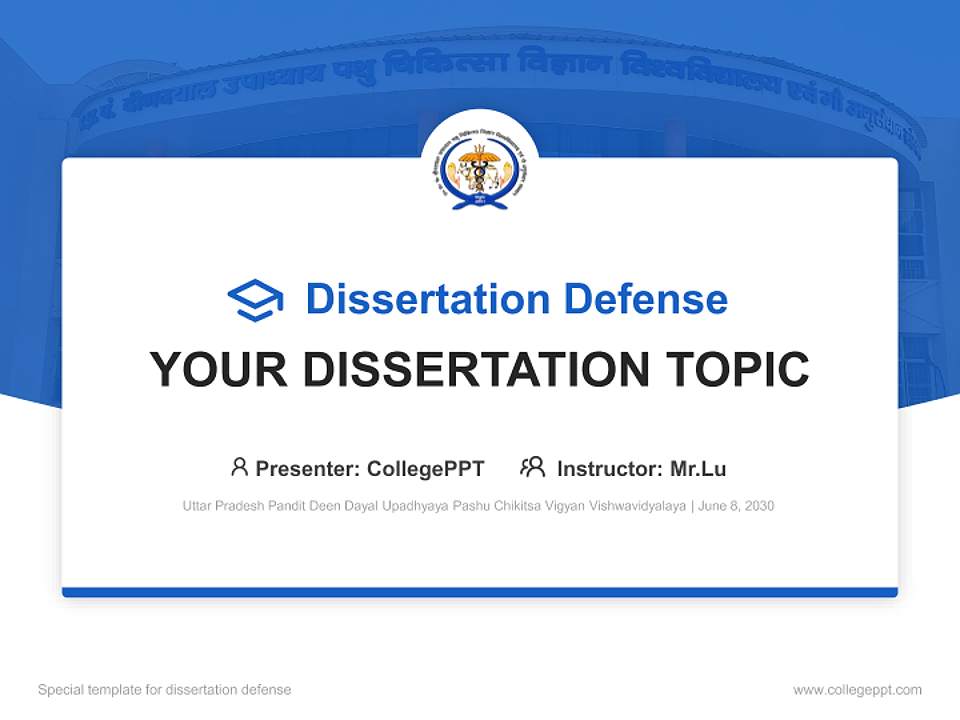 Uttar Pradesh Pandit Deen Dayal Upadhyaya Pashu Chikitsa Vigyan Vishwavidyalaya Graduation Thesis Defense PPT Template4:3 ratio PPT effect preview image7