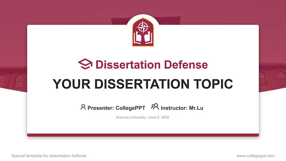 Alvernia University Graduation Thesis Defense PPT Template16:9 ratio PPT effect preview image