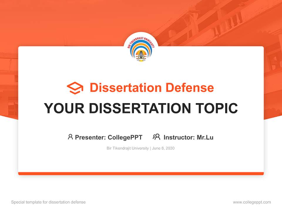 Bir Tikendrajit University Graduation Thesis Defense PPT Template4:3 ratio PPT effect preview image7