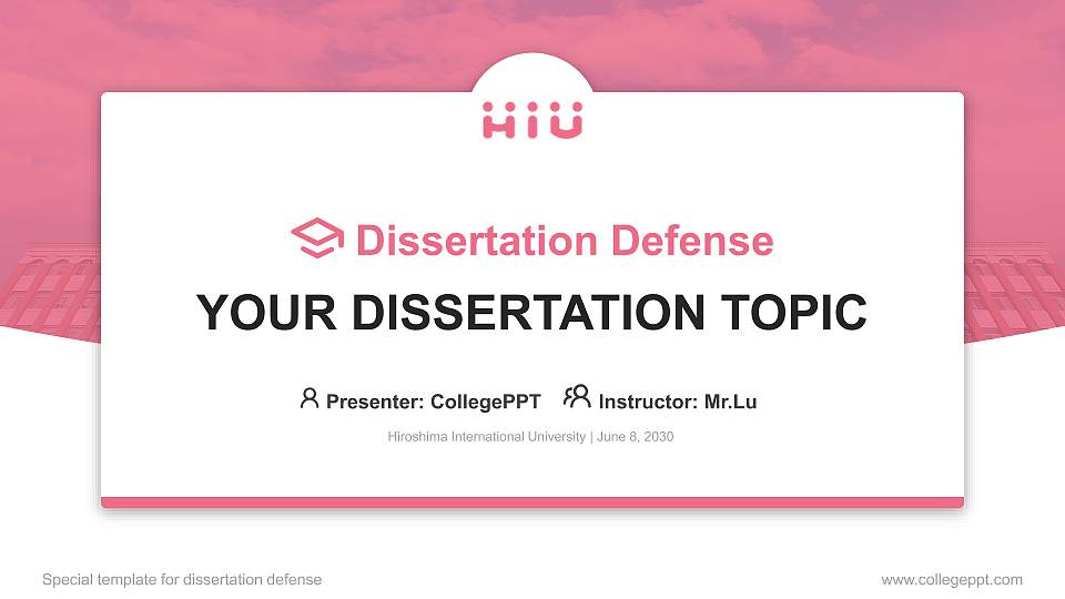 Hiroshima International University Graduation Thesis Defense PPT Template16:9 ratio PPT effect preview image