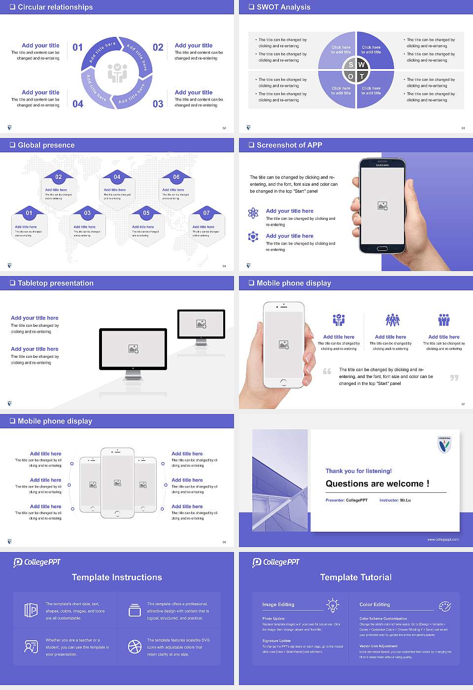 Hanazono University General Purpose PPT Template16:9 ratio PPT effect preview image5