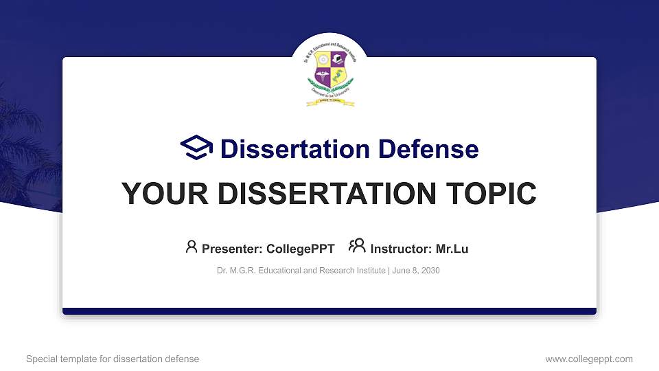 Dr. M.G.R. Educational and Research Institute Graduation Thesis Defense PPT Template16:9 ratio PPT effect preview image