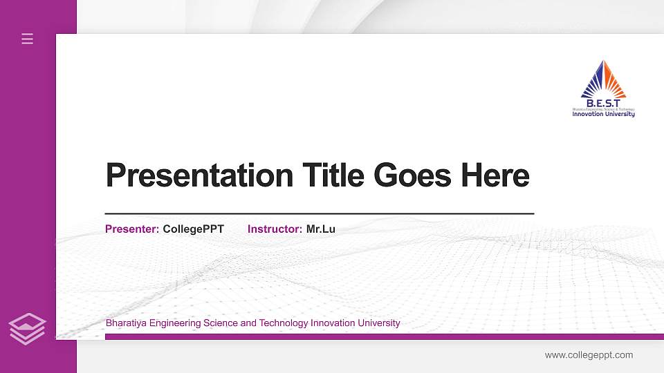 Bharatiya Engineering Science and Technology Innovation University Thesis Proposal/Graduation Defense PPT Template16:9 ratio PPT effect preview image