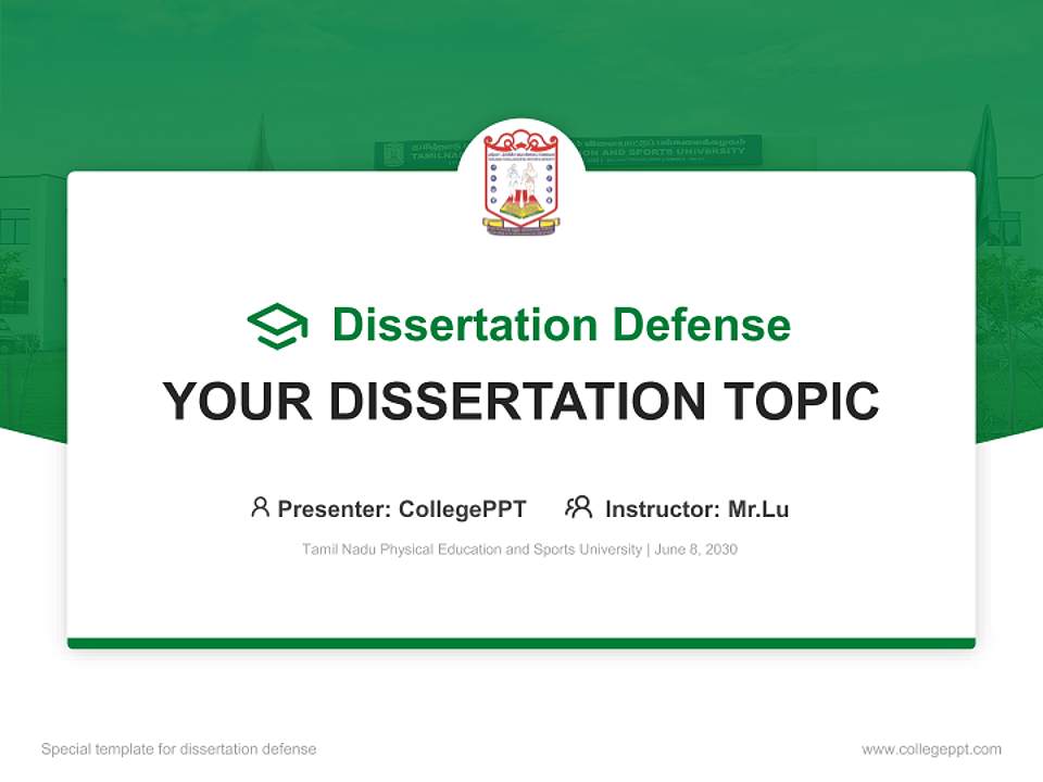 Tamil Nadu Physical Education and Sports University Graduation Thesis Defense PPT Template4:3 ratio PPT effect preview image7