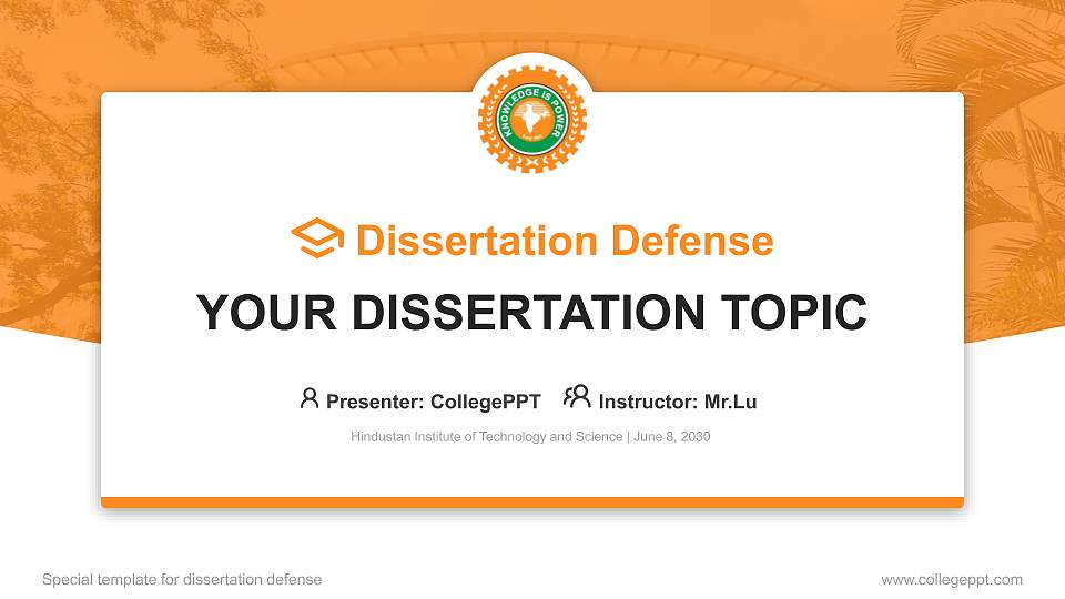 Hindustan Institute of Technology and Science Graduation Thesis Defense PPT Template16:9 ratio PPT effect preview image