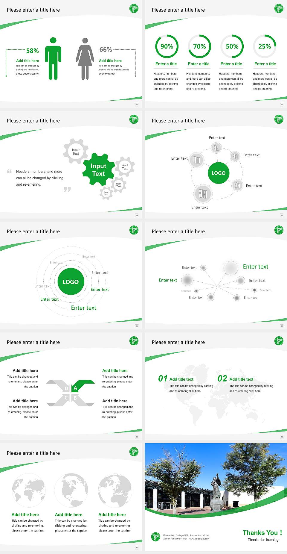 Aomori Public University Course/Courseware Creation PPT Template4:3 ratio PPT effect preview image4