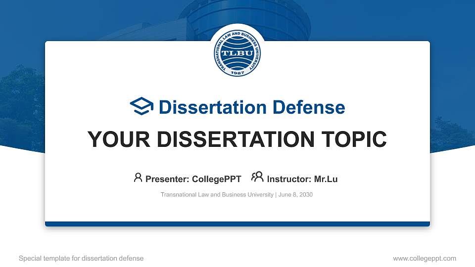 Transnational Law and Business University Graduation Thesis Defense PPT Template16:9 ratio PPT effect preview image