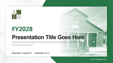 American College of the Building Arts Academic Presentation/Research Findings Report PPT Template