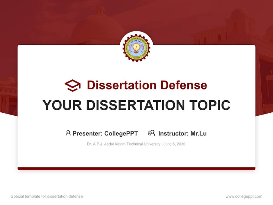 Dr. A.P.J. Abdul Kalam Technical University Graduation Thesis Defense PPT Template4:3 ratio PPT effect preview image7