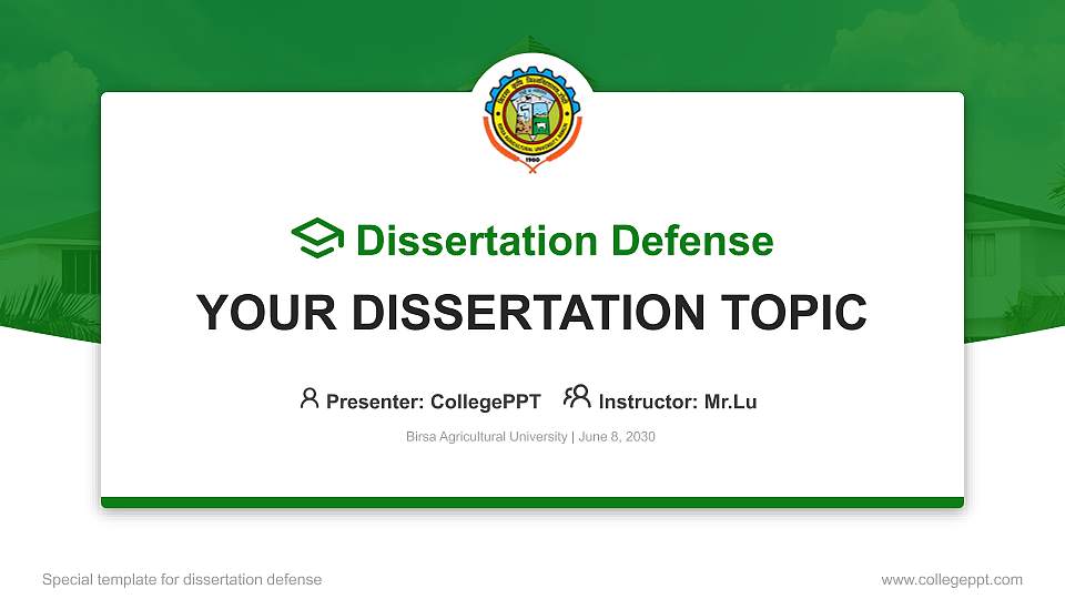 Birsa Agricultural University Graduation Thesis Defense PPT Template16:9 ratio PPT effect preview image