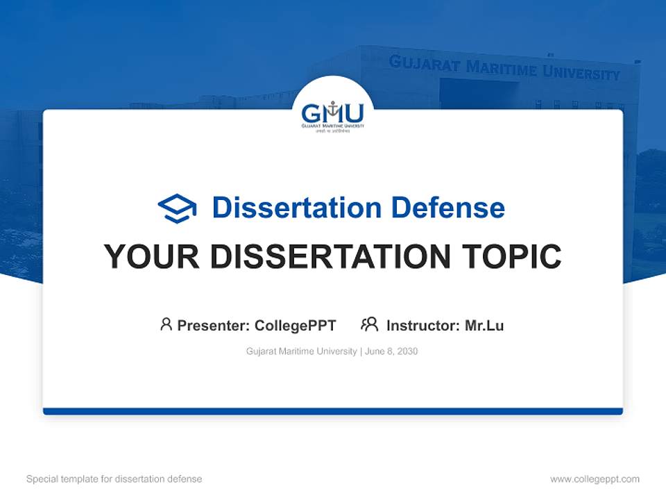 Gujarat Maritime University Graduation Thesis Defense PPT Template4:3 ratio PPT effect preview image7