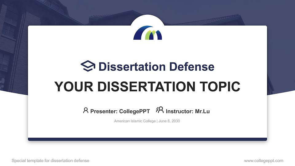 American Islamic College Graduation Thesis Defense PPT Template16:9 ratio PPT effect preview image