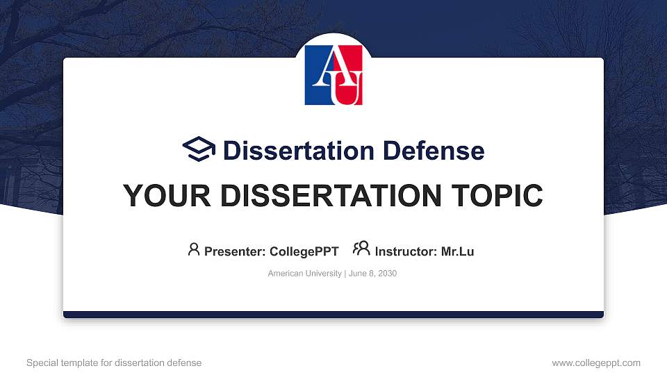 American University Graduation Thesis Defense PPT Template16:9 ratio PPT effect preview image