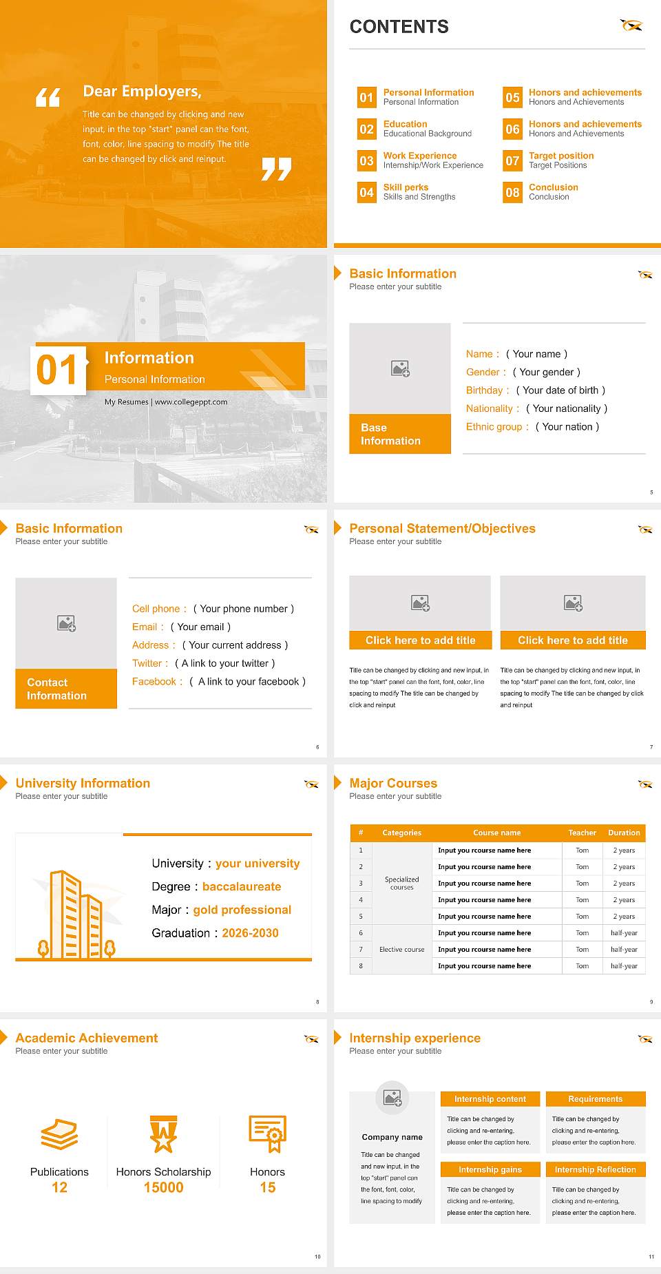 Gifu University Resume PPT Template4:3 ratio PPT effect preview image2