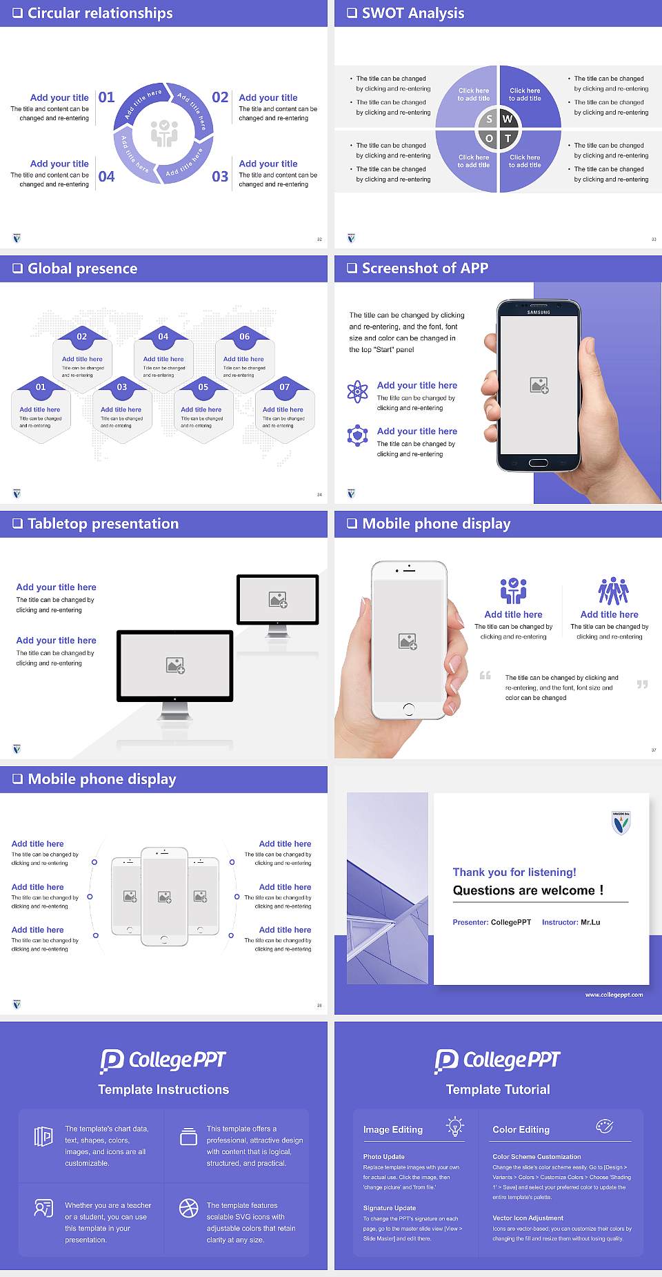 Hanazono University General Purpose PPT Template4:3 ratio PPT effect preview image5