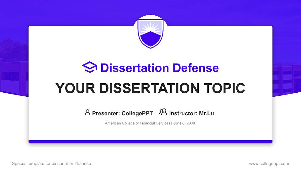 American College of Financial Services Graduation Thesis Defense PPT Template16:9 ratio PPT effect preview image1