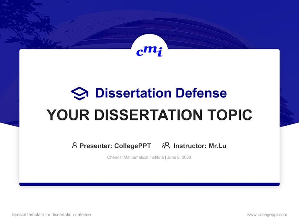 Chennai Mathematical Institute Graduation Thesis Defense PPT Template4:3 ratio PPT effect preview image7
