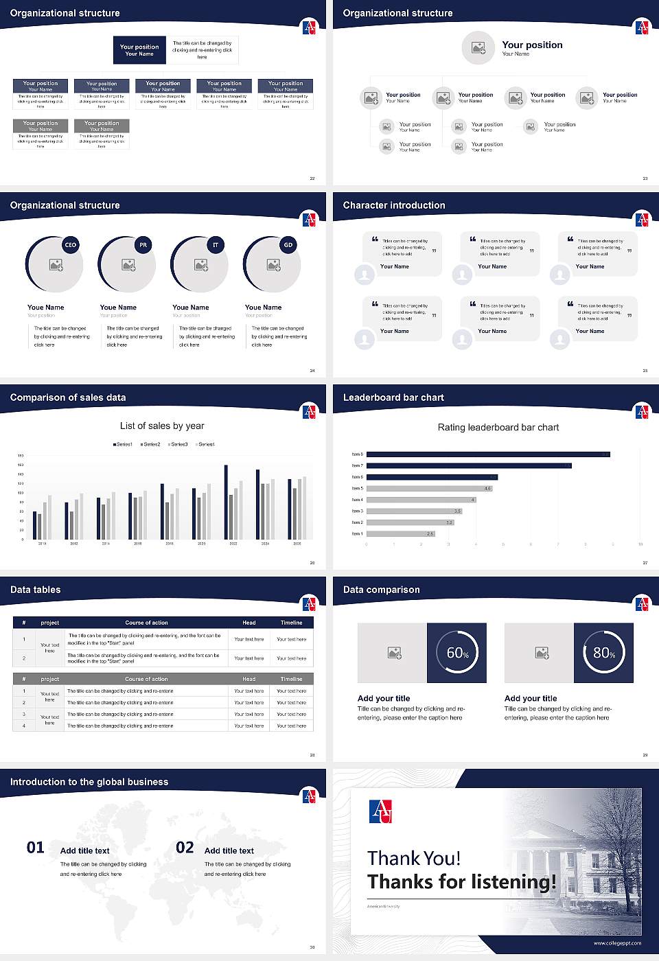 American University Academic Presentation/Research Findings Report PPT Template16:9 ratio PPT effect preview image4