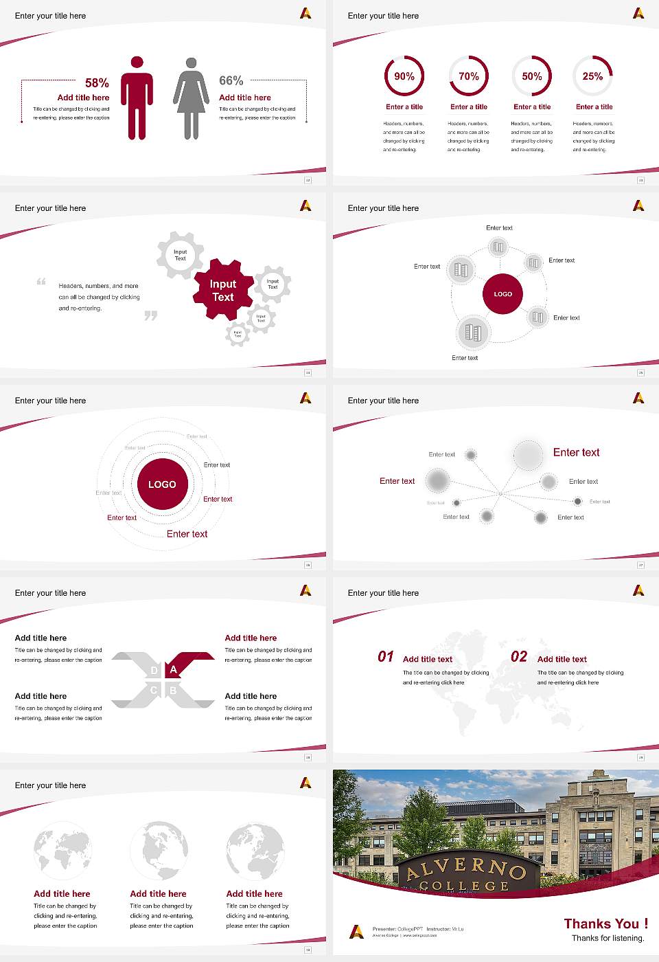 Alverno College Course/Courseware Creation PPT Template16:9 ratio PPT effect preview image4