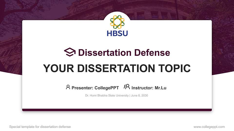 Dr. Homi Bhabha State University Graduation Thesis Defense PPT Template16:9 ratio PPT effect preview image