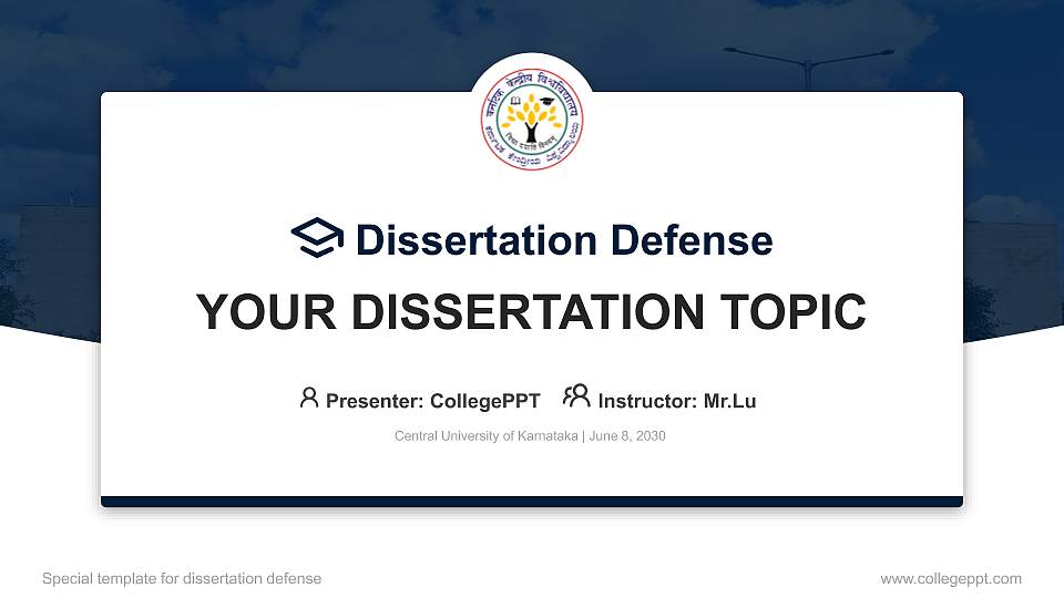 Central University of Karnataka Graduation Thesis Defense PPT Template16:9 ratio PPT effect preview image