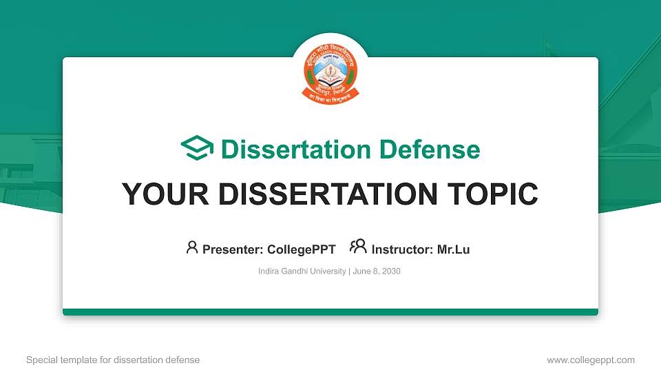 Indira Gandhi University Graduation Thesis Defense PPT Template16:9 ratio PPT effect preview image1
