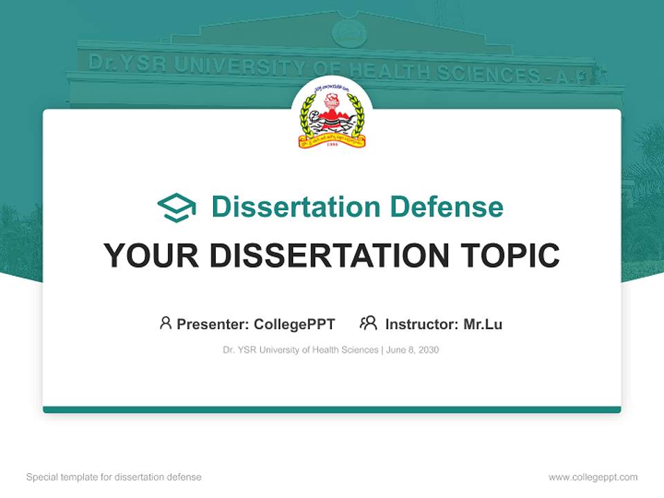 Dr. YSR University of Health Sciences Graduation Thesis Defense PPT Template4:3 ratio PPT effect preview image7
