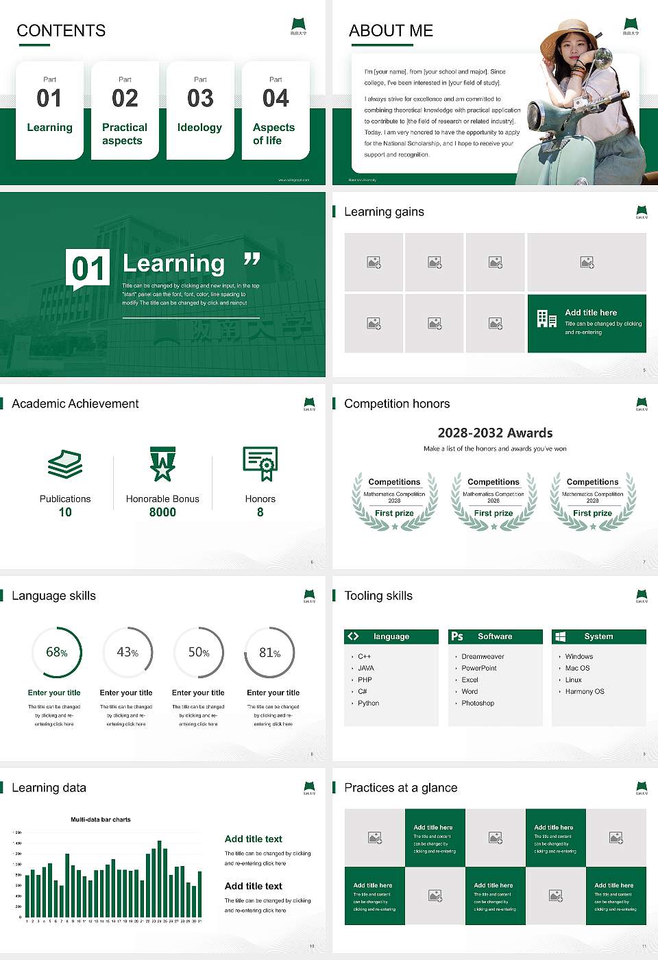 Hannan University National Scholarship Defense PPT Template16:9 ratio PPT effect preview image2
