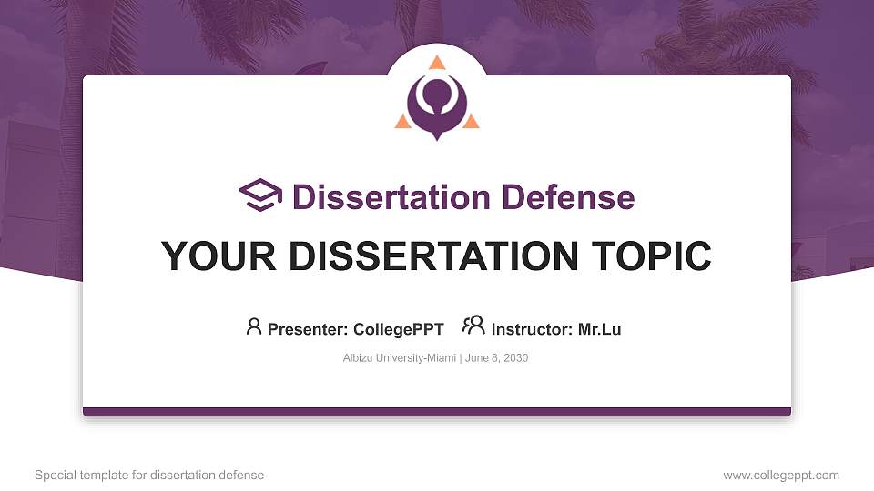 Albizu University-Miami Graduation Thesis Defense PPT Template16:9 ratio PPT effect preview image
