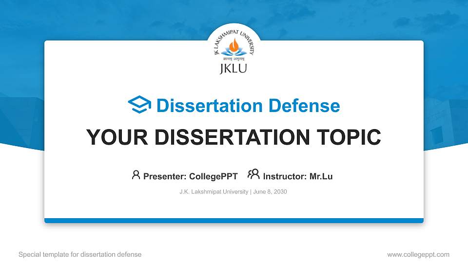 J.K. Lakshmipat University Graduation Thesis Defense PPT Template16:9 ratio PPT effect preview image