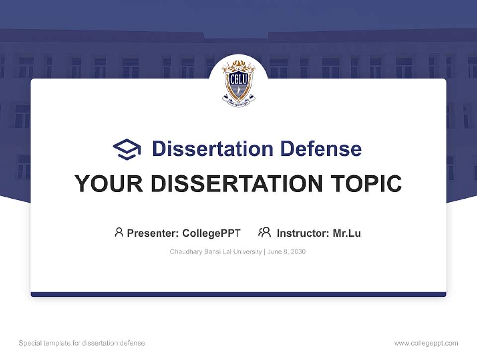 Chaudhary Bansi Lal University Graduation Thesis Defense PPT Template4:3 ratio PPT effect preview image7