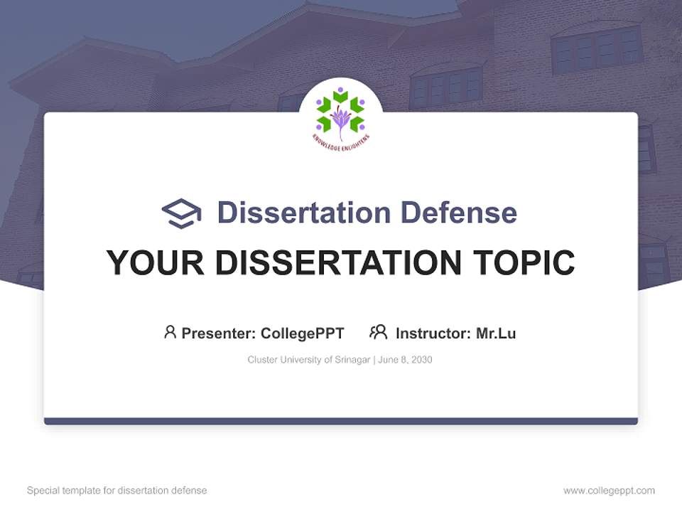 Cluster University of Srinagar Graduation Thesis Defense PPT Template4:3 ratio PPT effect preview image7