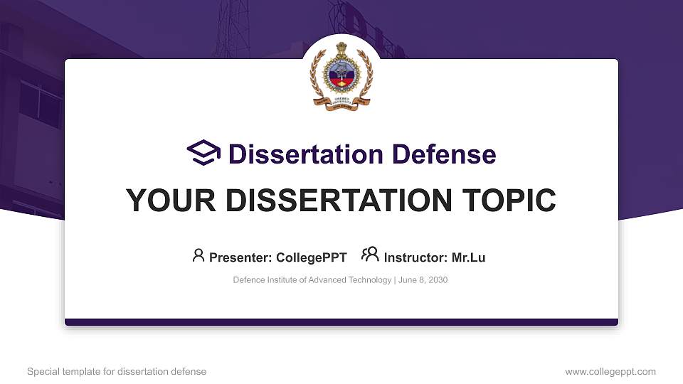 Defence Institute of Advanced Technology Graduation Thesis Defense PPT Template16:9 ratio PPT effect preview image
