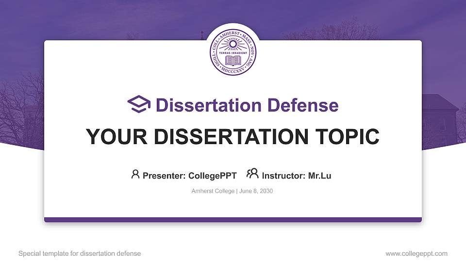 Amherst College Graduation Thesis Defense PPT Template16:9 ratio PPT effect preview image