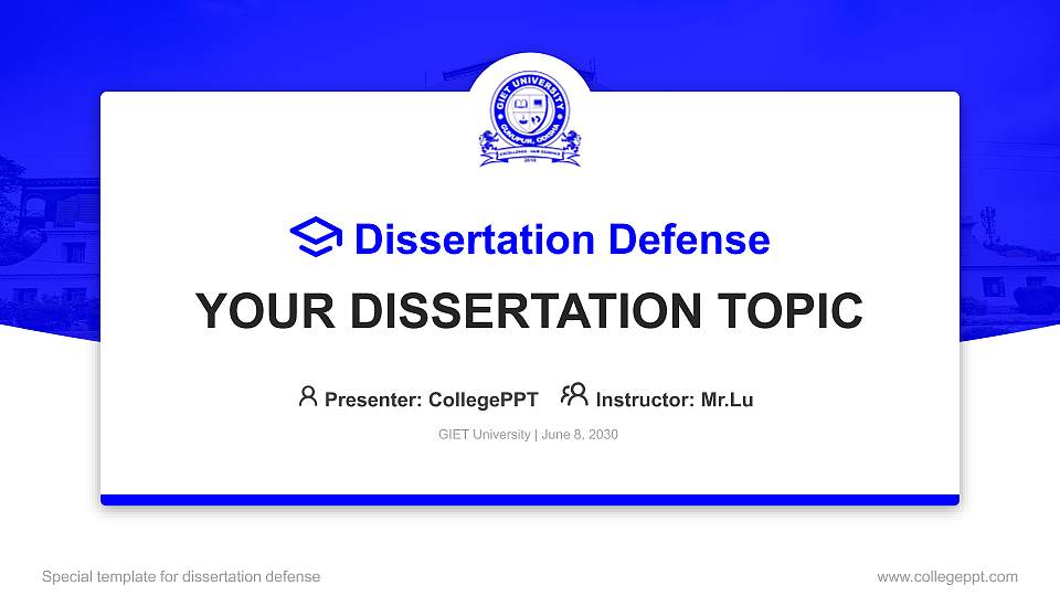GIET University Graduation Thesis Defense PPT Template16:9 ratio PPT effect preview image1