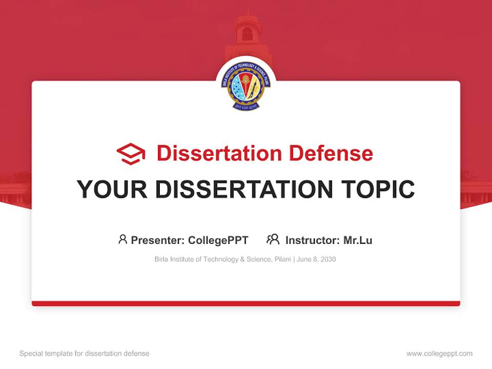 Birla Institute of Technology & Science, Pilani Graduation Thesis Defense PPT Template4:3 ratio PPT effect preview image7