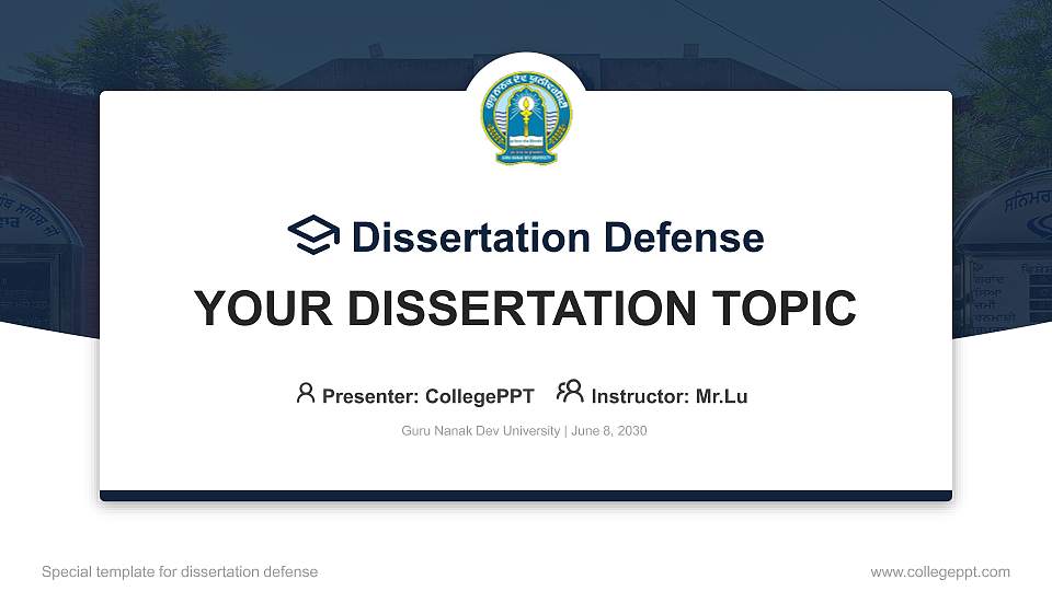 Guru Nanak Dev University Graduation Thesis Defense PPT Template16:9 ratio PPT effect preview image