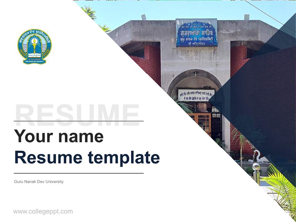 Guru Nanak Dev University Resume PPT Template4:3 ratio PPT effect preview image5