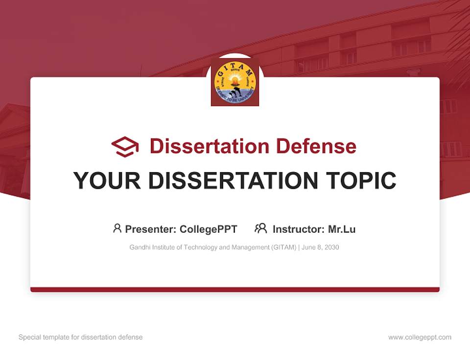 Gandhi Institute of Technology and Management (GITAM) Graduation Thesis Defense PPT Template4:3 ratio PPT effect preview image7