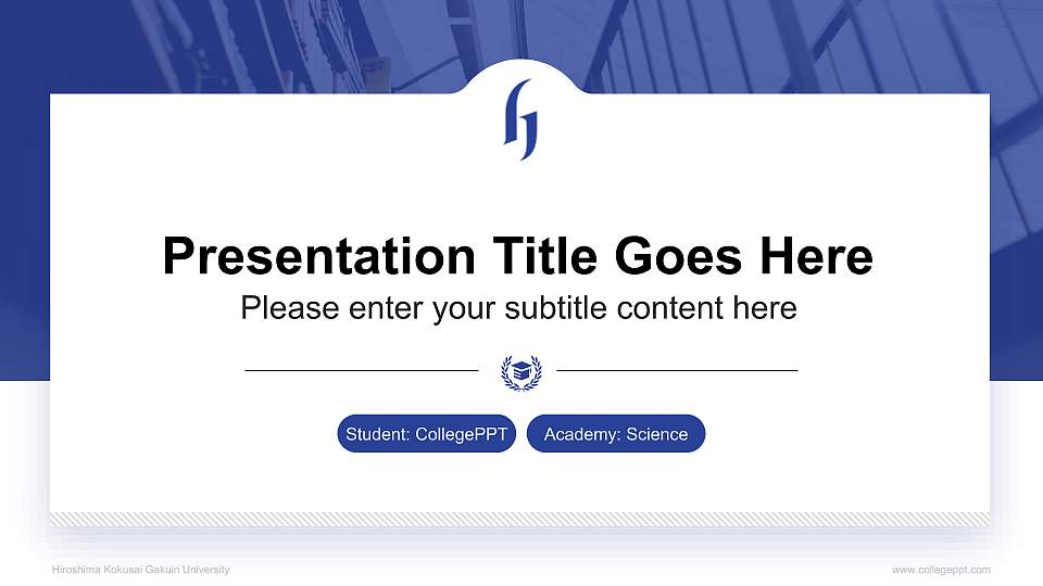 Hiroshima Kokusai Gakuin University National Scholarship Defense PPT Template16:9 ratio PPT effect preview image1