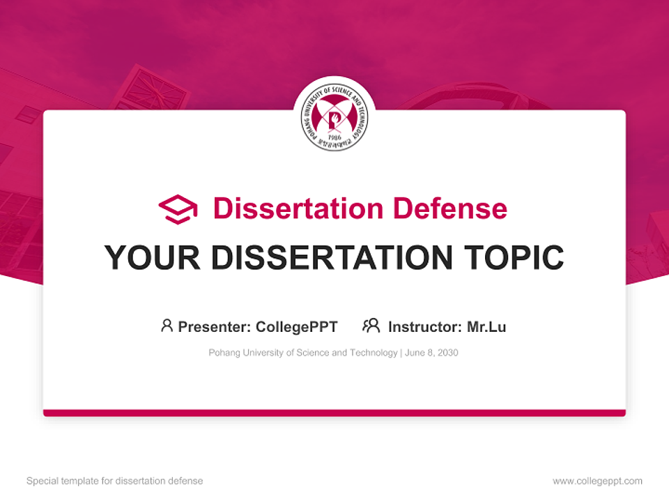 Pohang University of Science and Technology Graduation Thesis Defense PPT Template_Slide preview image1