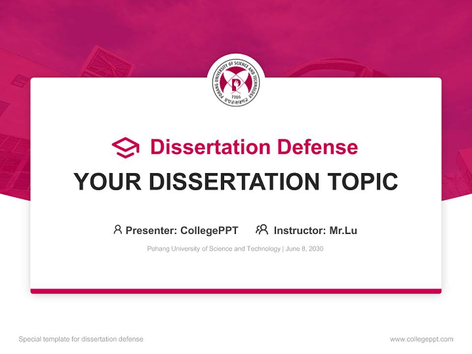 Pohang University of Science and Technology Graduation Thesis Defense PPT Template4:3 ratio PPT effect preview image7