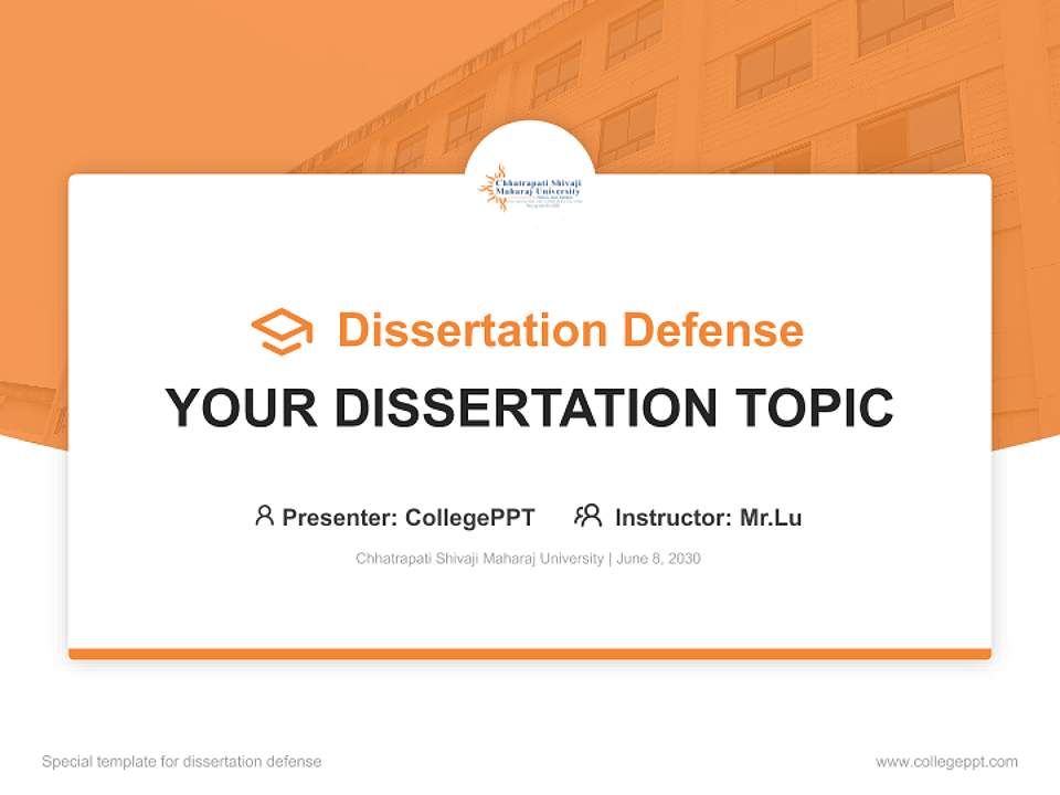 Chhatrapati Shivaji Maharaj University Graduation Thesis Defense PPT Template4:3 ratio PPT effect preview image7