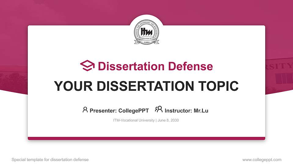 ITM-Vocational University Graduation Thesis Defense PPT Template16:9 ratio PPT effect preview image